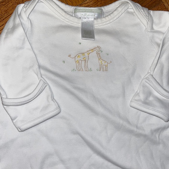 Janie and Jack Layette day gown sleep sleep White with giraffe embroidery 0-3 m - Picture 2 of 6